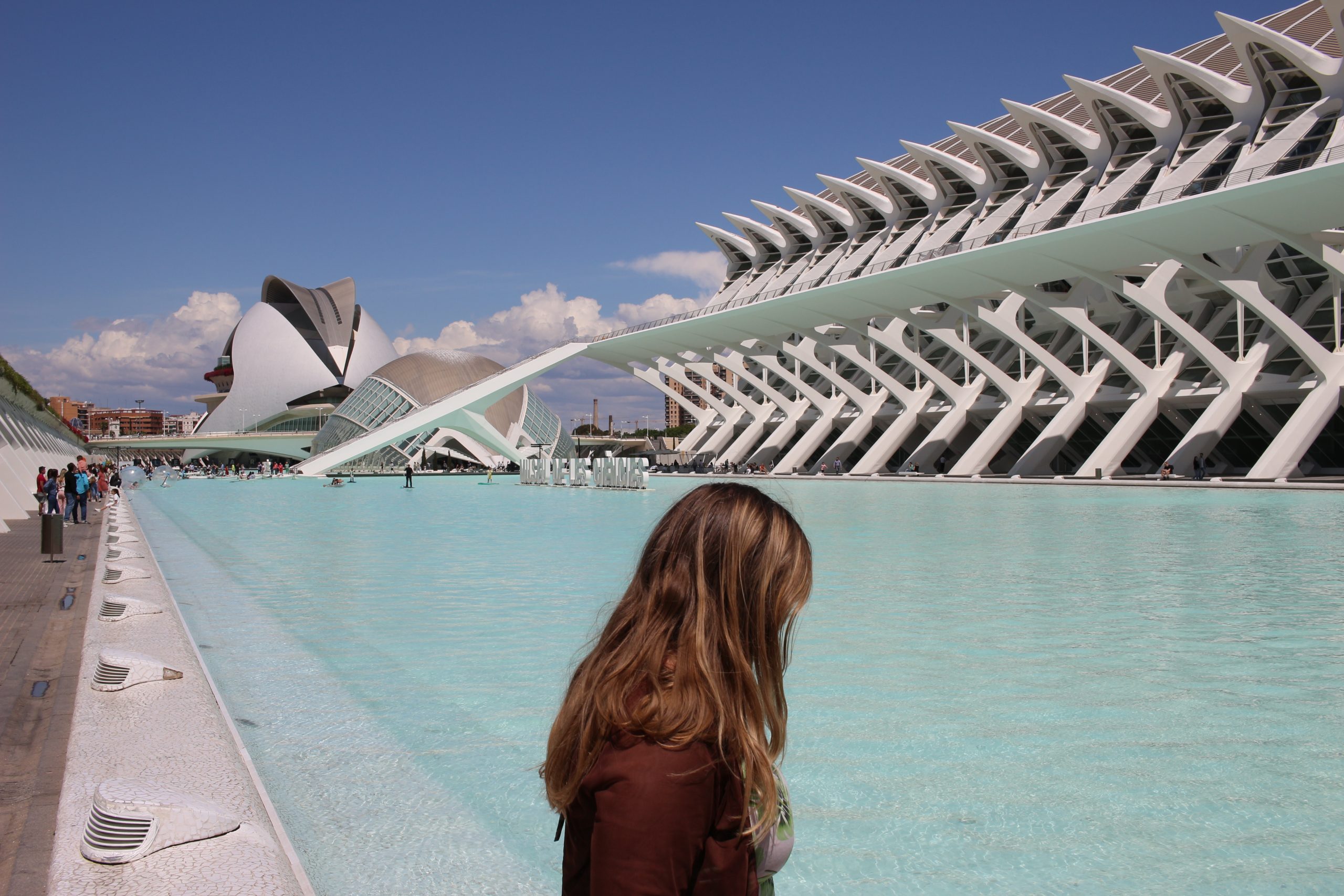girl in front of city of arts and sciences valencia